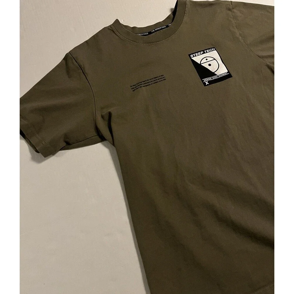 North Face Steep Tech Scot Schmidt Graphic T-Shirt MEDIUM Olive Green Outdoors
